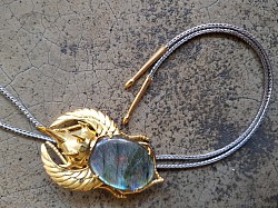 solid gold bolo tie design with with Thai rhinoceros beetle design