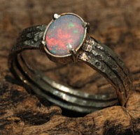 Ethiopian opal ring with silver band