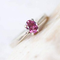 silver ring with faceted pink tourmaline gemstone