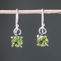 peridot earrings in sterling silver setting