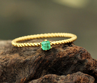 Simple Emerald ring in gold plate silver twist design